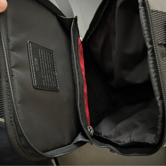 Tumi Gray, Black, and Red Higgins Ballistic Nylon Sling Bag - Picture 7 of 11